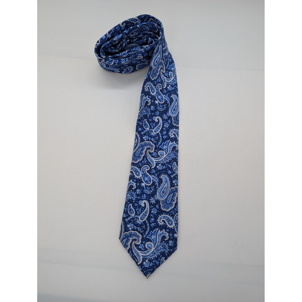 Lauren Ralph Lauren Men's Blue Paisley 100% Silk Business Tie 58" Long 3.5" Wide